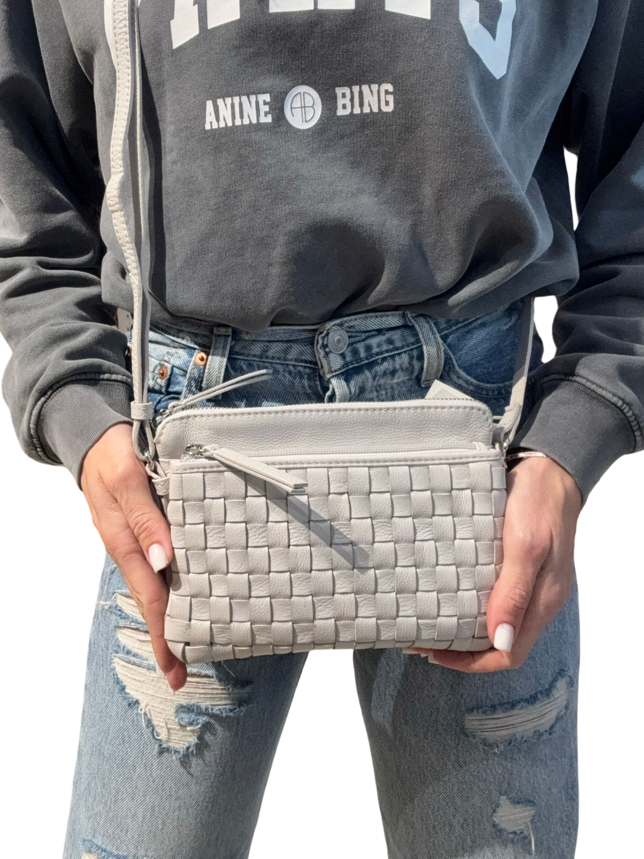 תיק צד מיני קלוע עור yael keidar אבן