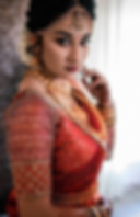 Custom-made traditional saree drape with intricate border