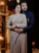 Custom-made traditional saree drape with intricate border