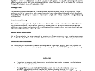 Newtown Township Snow Removal Policy