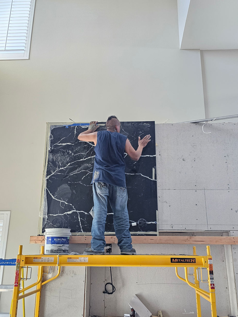 Electrical wiring and AV setup for entertainment center.