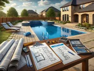 Illustration of Custom Pool Plans in a Backyard