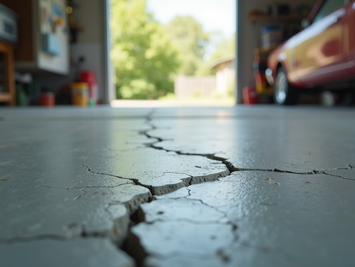 Cracked concrete floor showing signs of wear in College Station garage