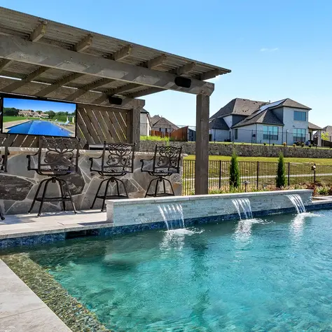 Custom Outdoor Pool with Outdoor Kitchen