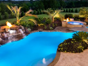 Custom Pool with Custom Landscaping and Fire Features