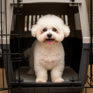 Happy Dog Crated at Night