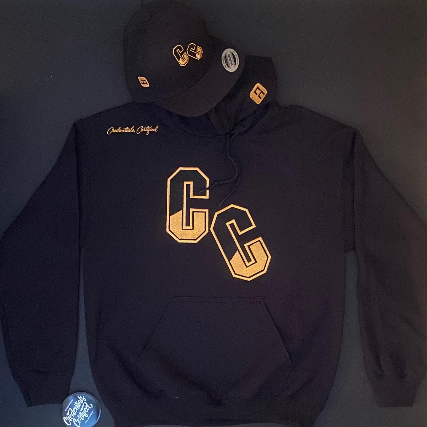 Black Crooked Letter Hoodie with Cap