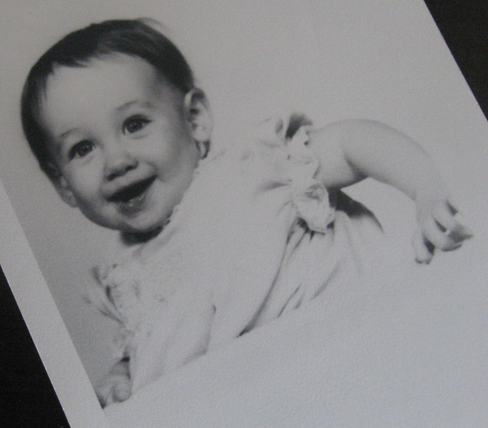 black and white baby photo of myself