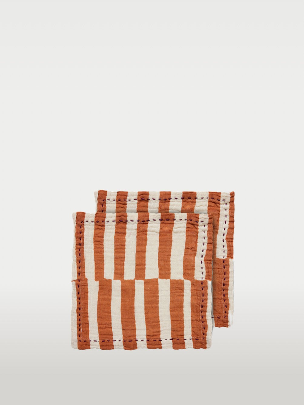 HK LIVING COTTON TANGERINE & BURGUNDY NAPKINS