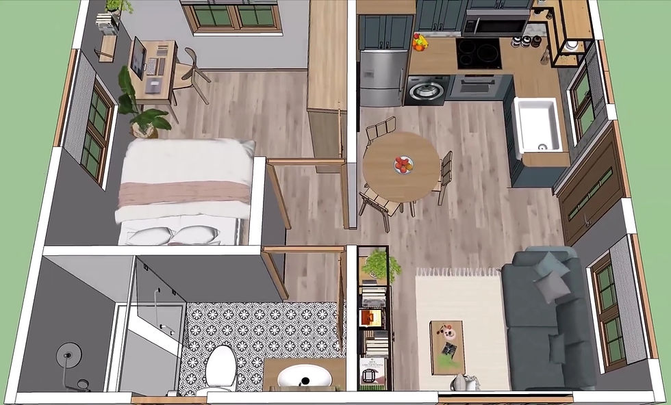 Küçük resim: 5 X 6 mt (1+1) 30 m2 Tek Kat        Villa Prime1130  LEYLAK