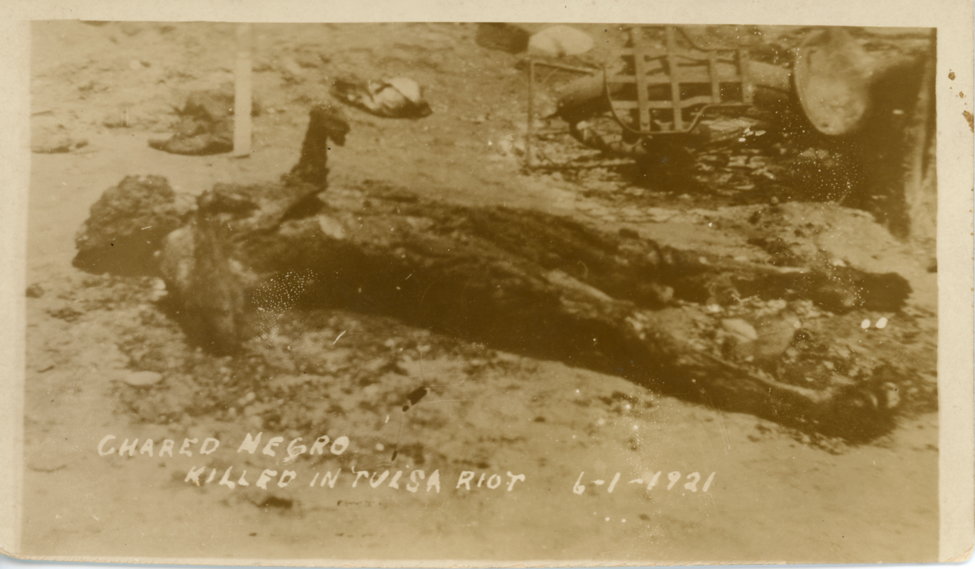 Charred remains of black man