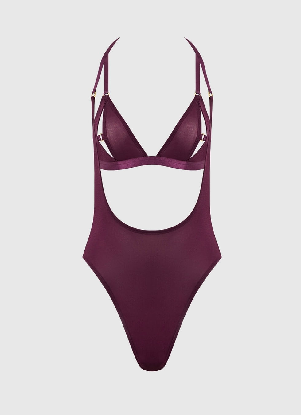 Shimmer Mesh Slit Cup Backless Teddy & Bralette