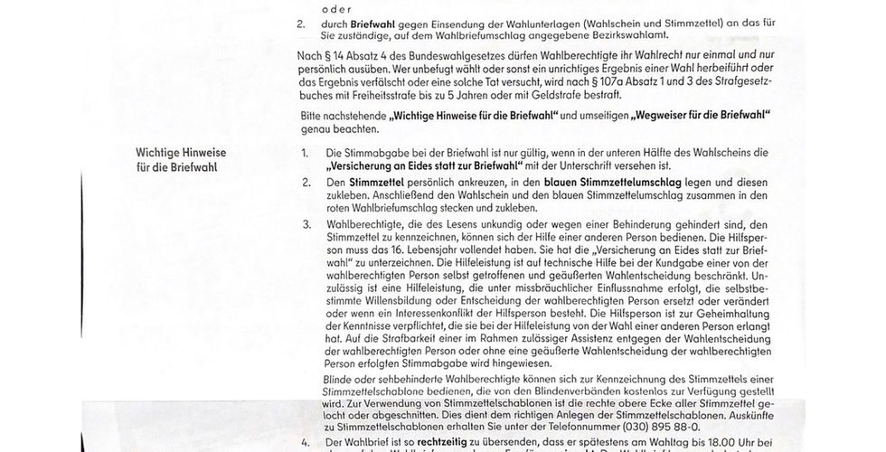 Instructions on how the absentee ballot procedure works