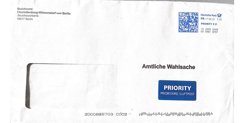 Envelope containing absentee ballot