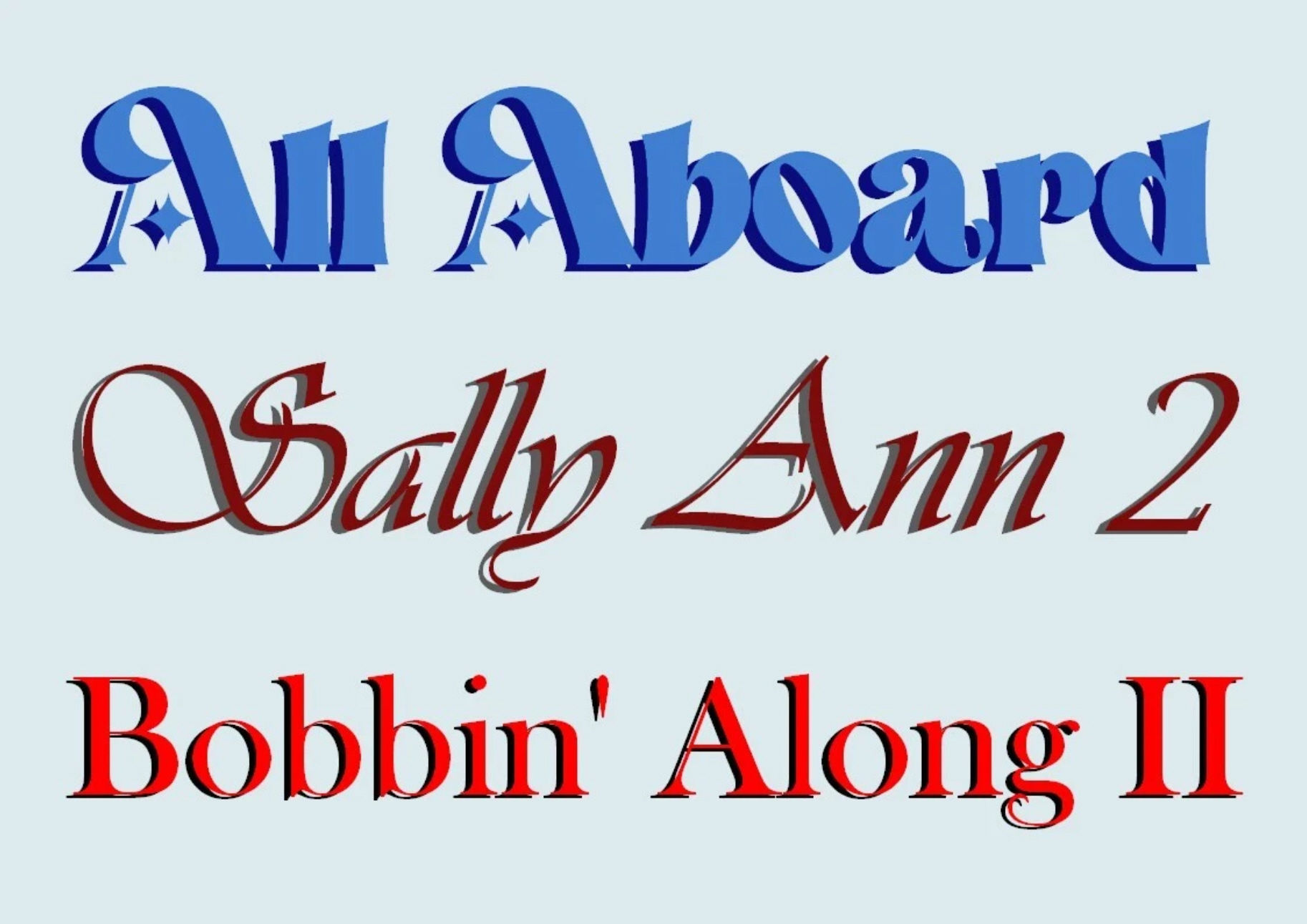 Drop shadow Boat name decal set of 3