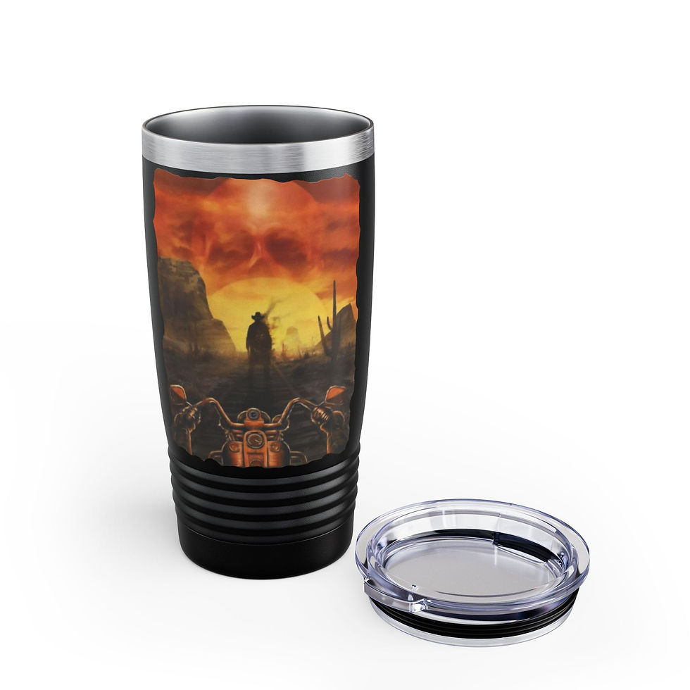 Thumbnail: Tumbler Cup, Vintage Sunset Cowboy Silhouette Biker Design 20oz