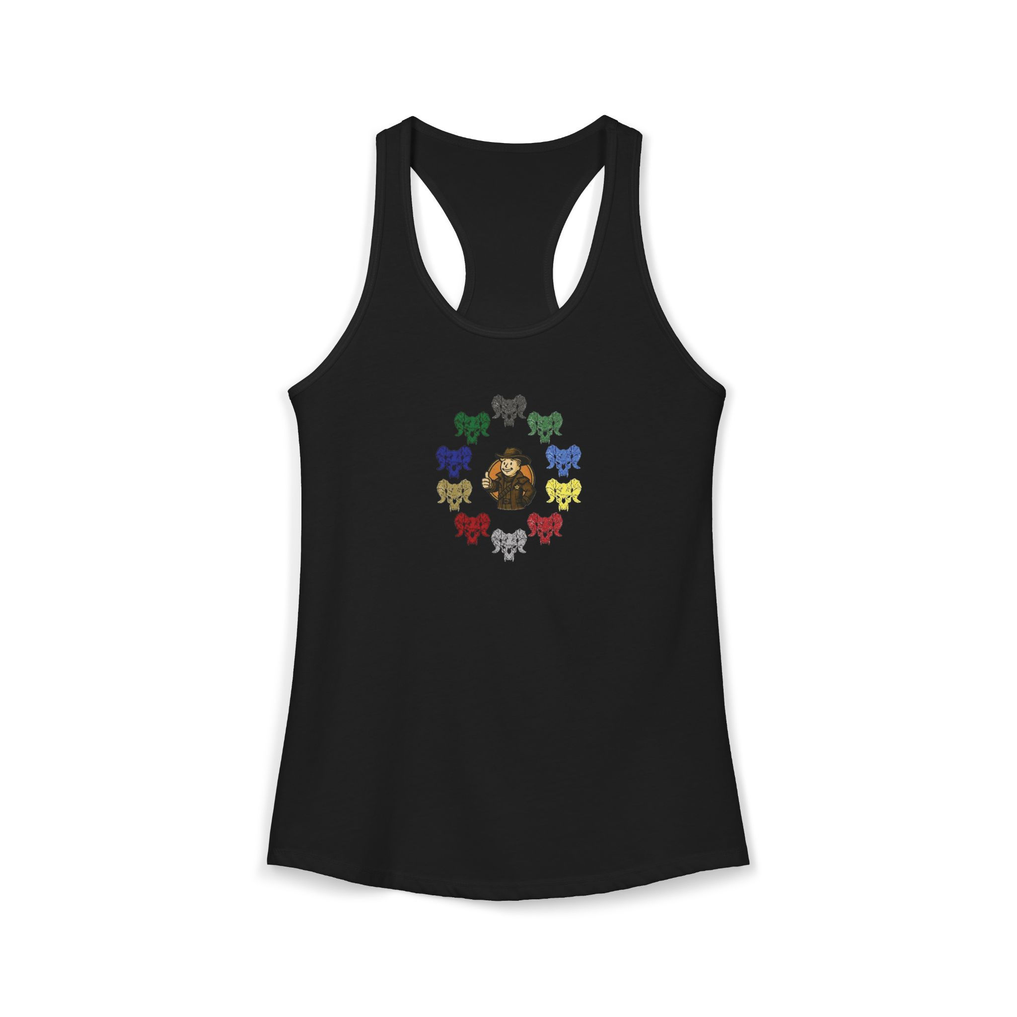 Deathclaw Skull Circle With NCR Vault Boy Graphic Racerback Tank