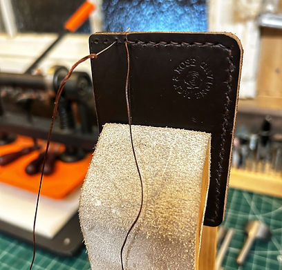 Leather Card Holder saddle stitching workshop