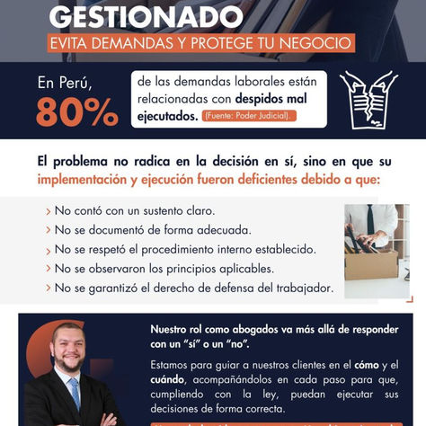 En el Perú, 8 de cada 10 demandas laborales se deben a despidos mal ejecutados