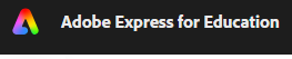 Adobe Express for Education logo with a rainbow-colored triangle on a black background.
