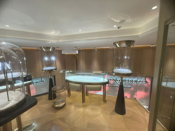 Interior view of a jewelry store with display cases and empty showcases Wind Royal SL