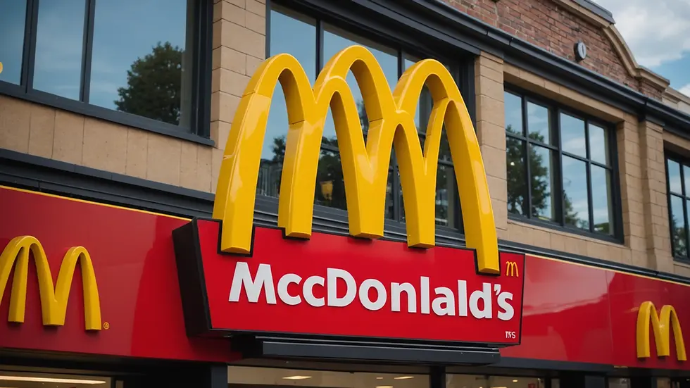 Close-up view of McDonald's signage in front of the store