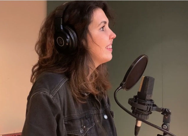 Maggie singing on her session in Weeks Recording Studio.