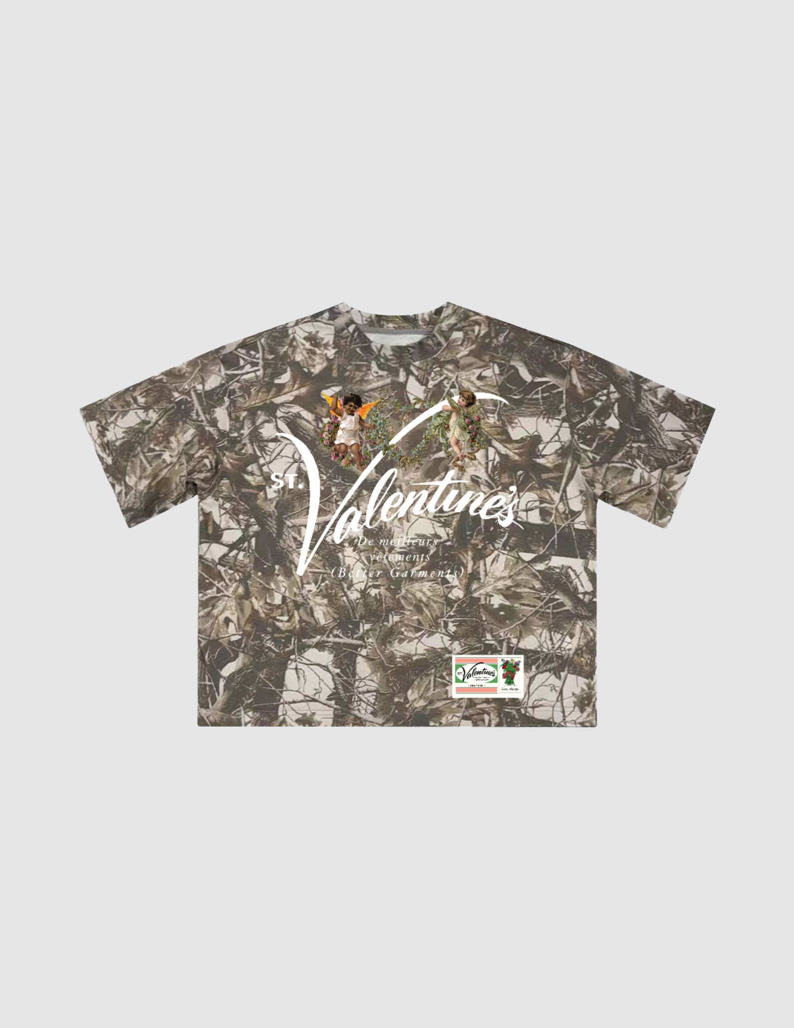 Unisex Cropped Camouflage Tree Print T-shirt（250GSM）