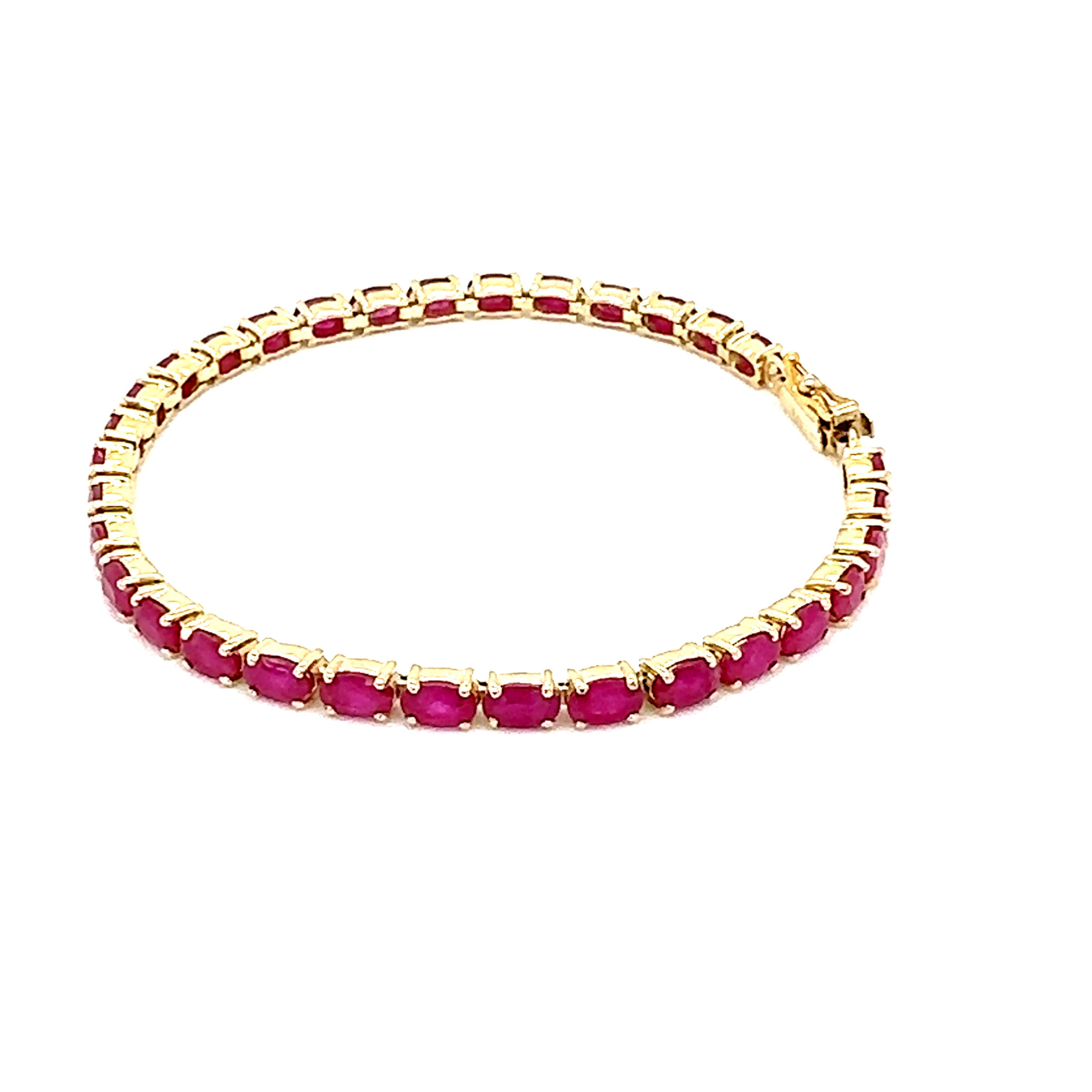 14K Yellow Gold Oval Ruby Tennis Bracelet/Gift for push