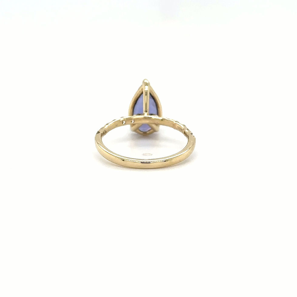 Thumbnail: 14k Yellow Gold / Pear Shape Tanzanite / Diamond Accent Halo Ring / For Her