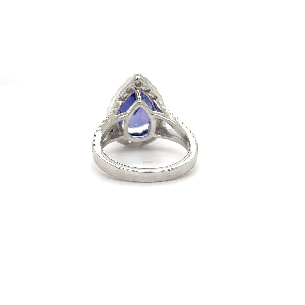 Thumbnail: 18k White Gold / Pear Shape Tanzanite / Diamond Statement Halo Ring / For Her
