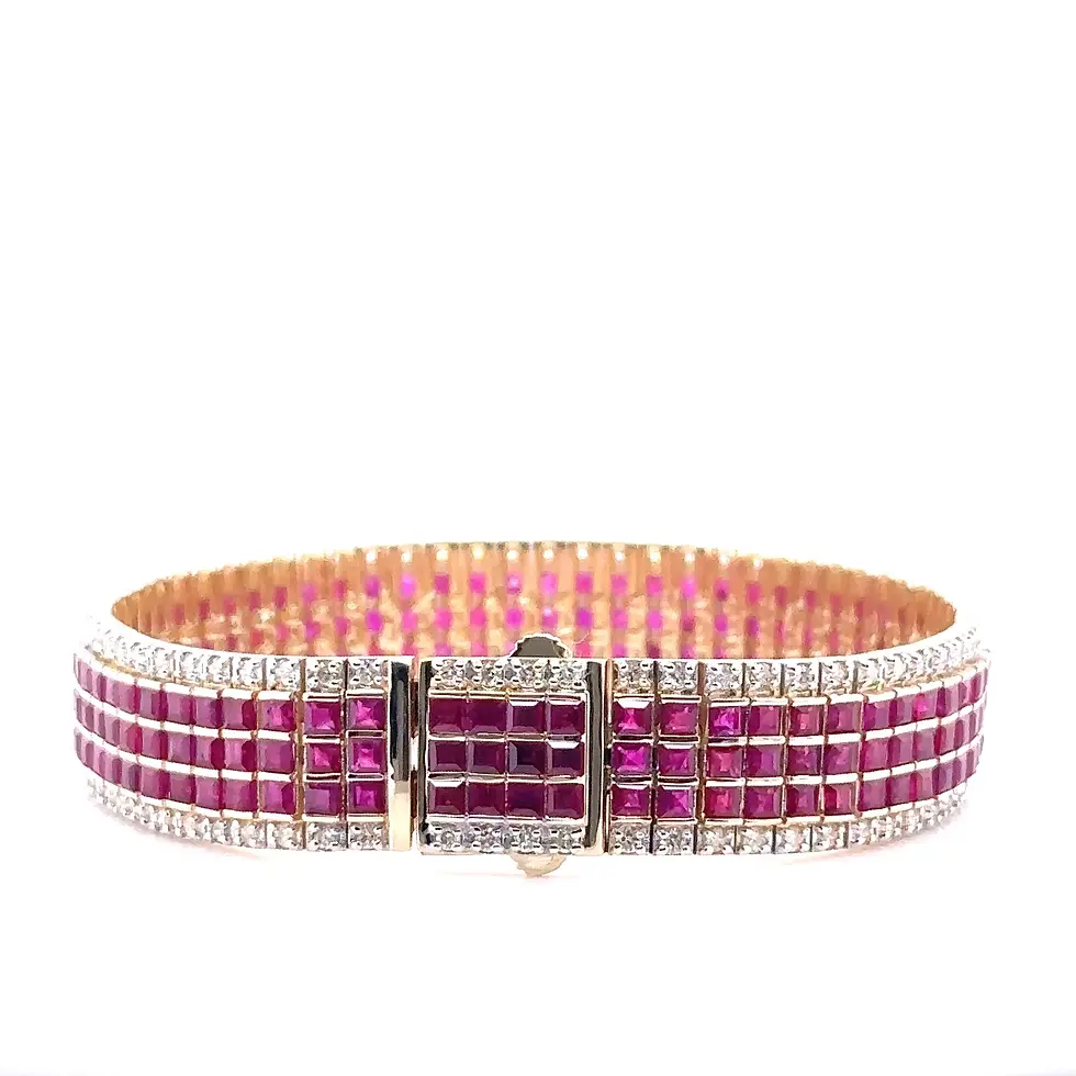 Thumbnail: 14K Yellow Gold Ruby & Diamond Tennis Bracelet/Gift For Anniversary