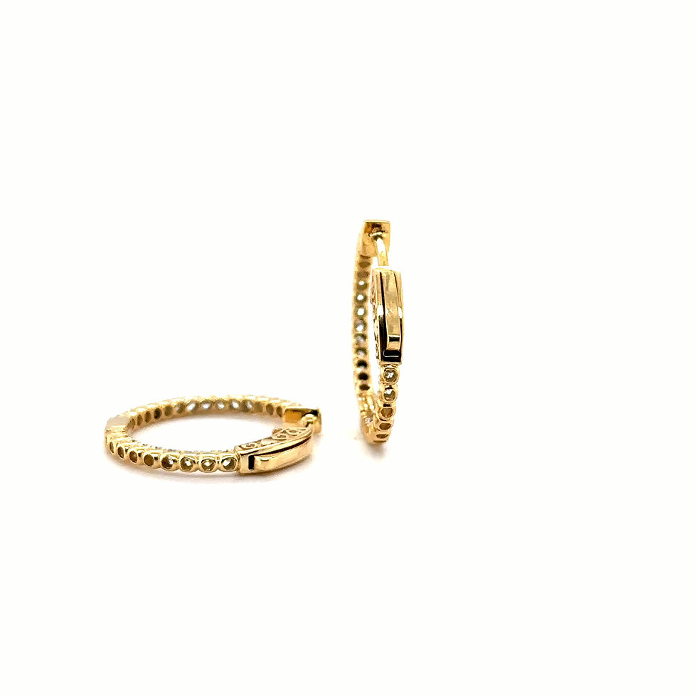Thumbnail: 14K Yellow Gold 1" Diamond Hoop Earrings/Inside-Out 1.00ctw/Elegant Gift For Her