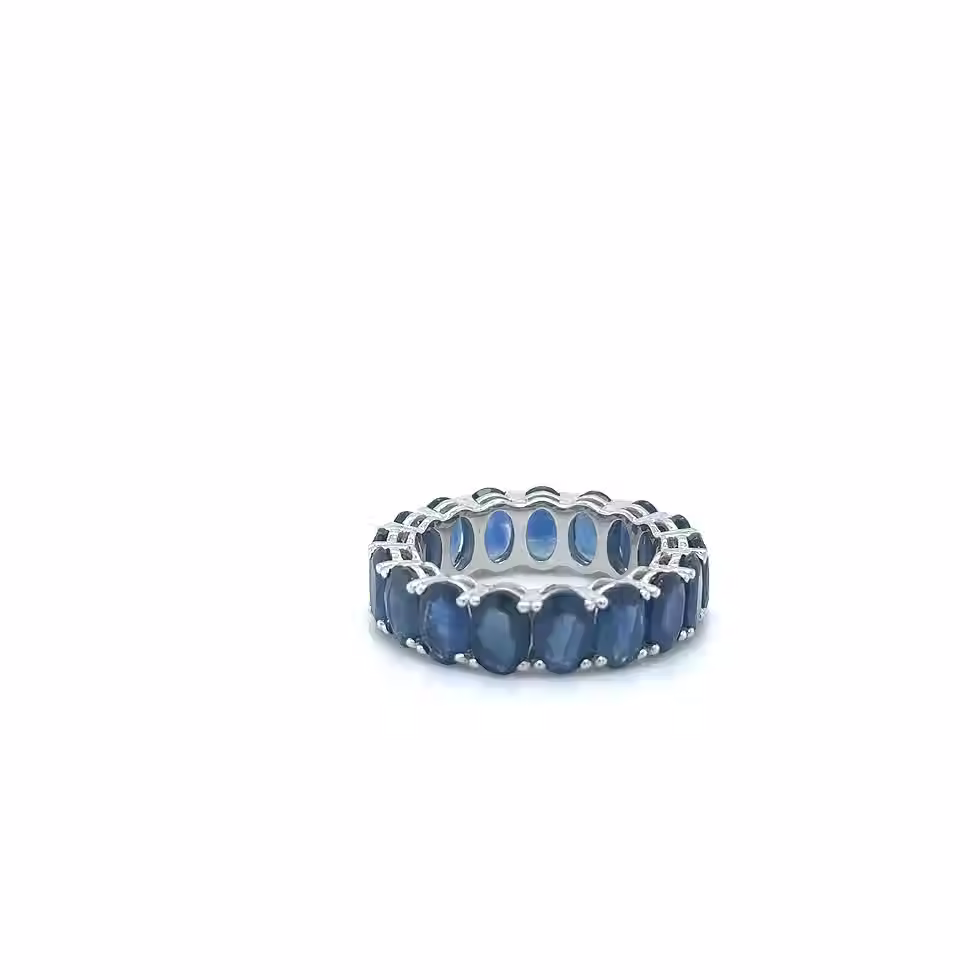 Thumbnail: 14k Sapphire Eternity Band / gemstone eternity bands / 14k white gold rings