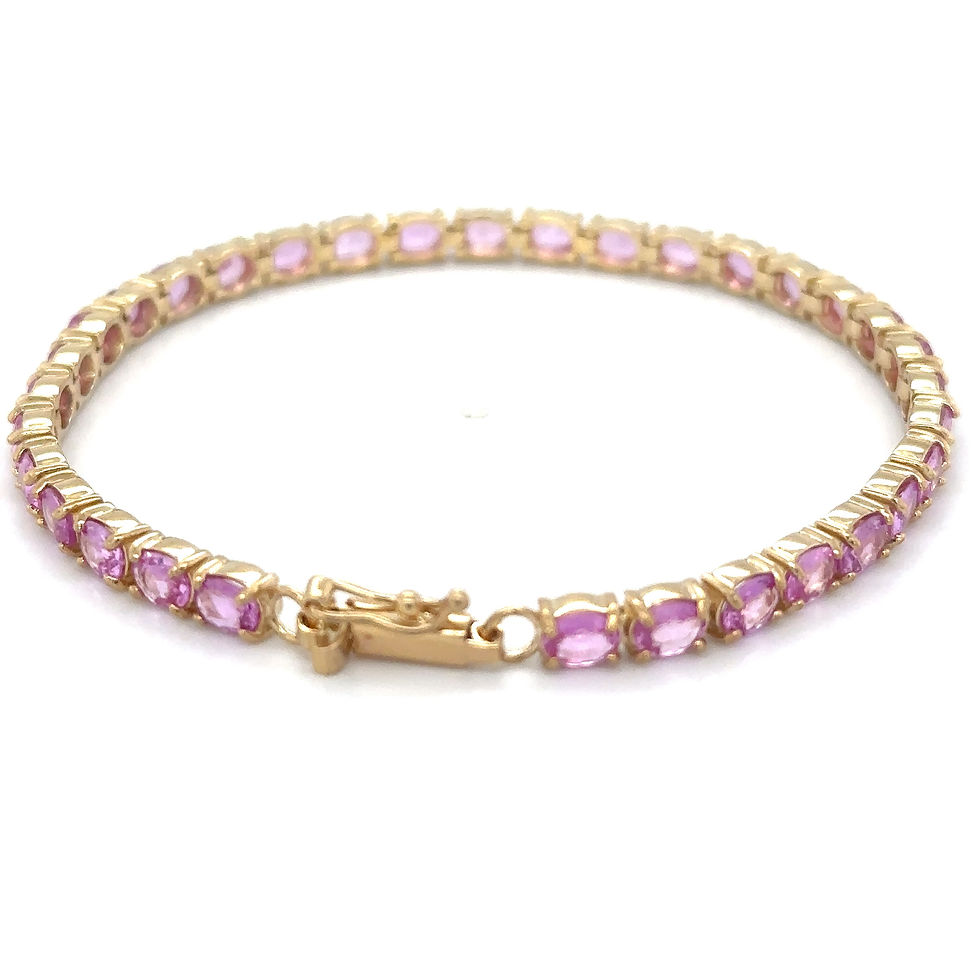 Thumbnail: 14k Pink Sapphire Link Bracelet / September birthstone jewelry