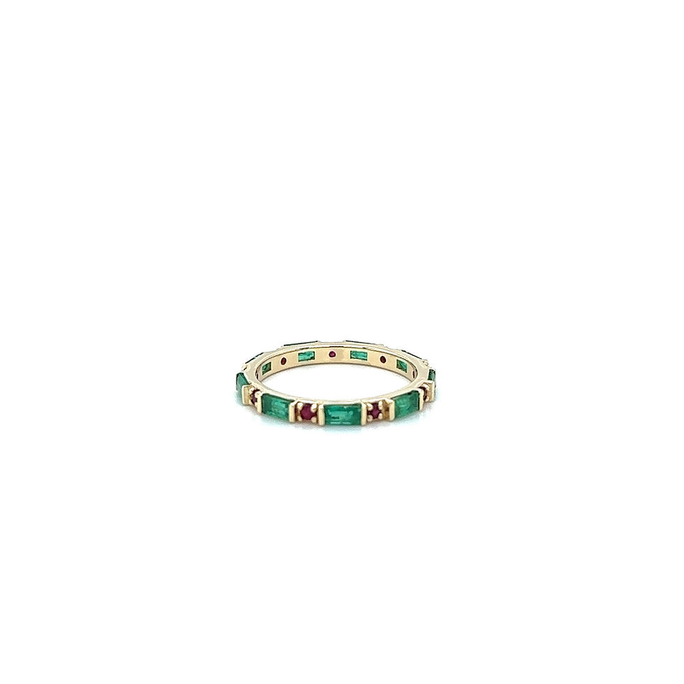 Thumbnail: 14K Gold Emerald & Ruby Eternity Band/ gemstone eternity bands