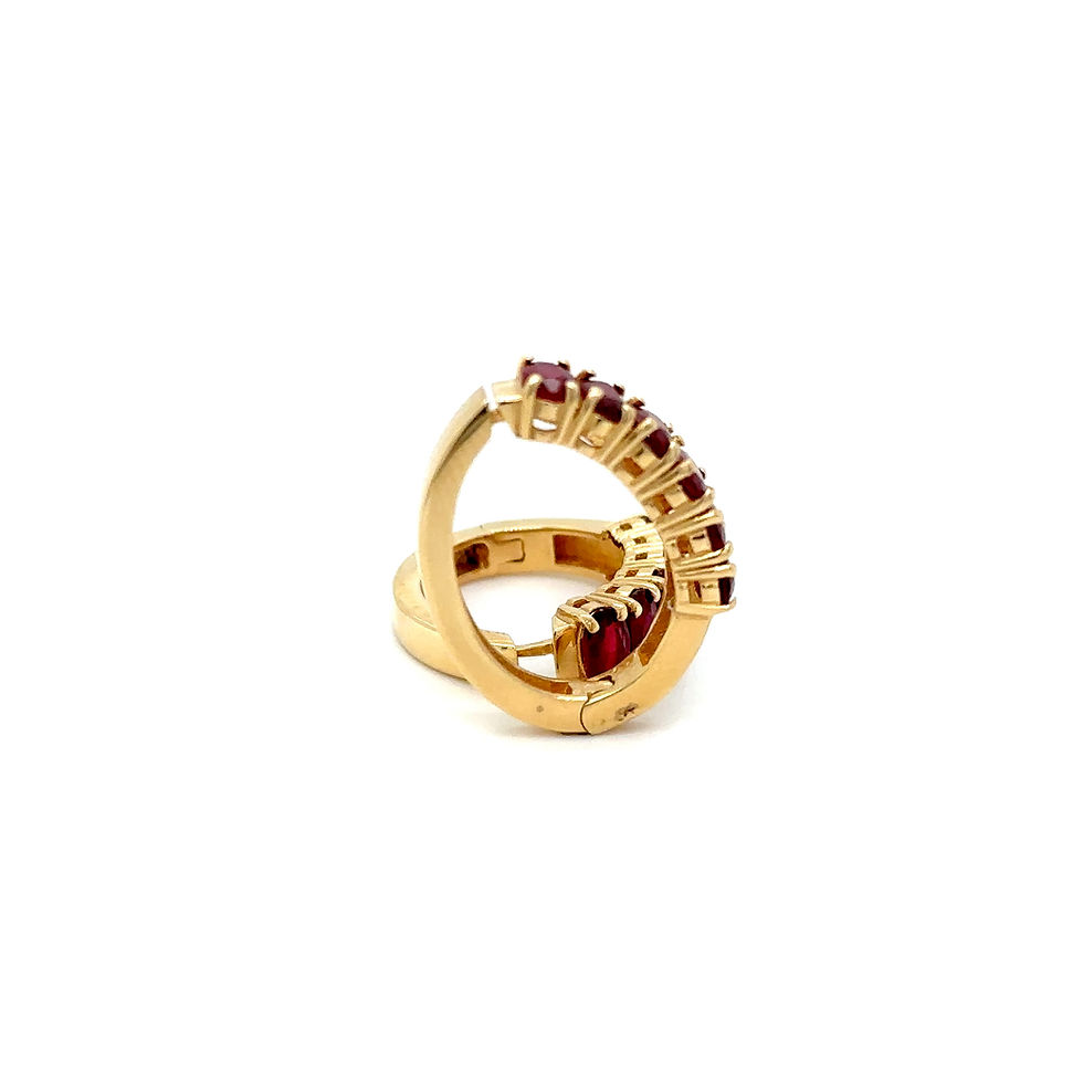 Thumbnail: 14K Yellow Gold Oval-Cut Ruby Earrings /Timeless Passion in a Golden Glow