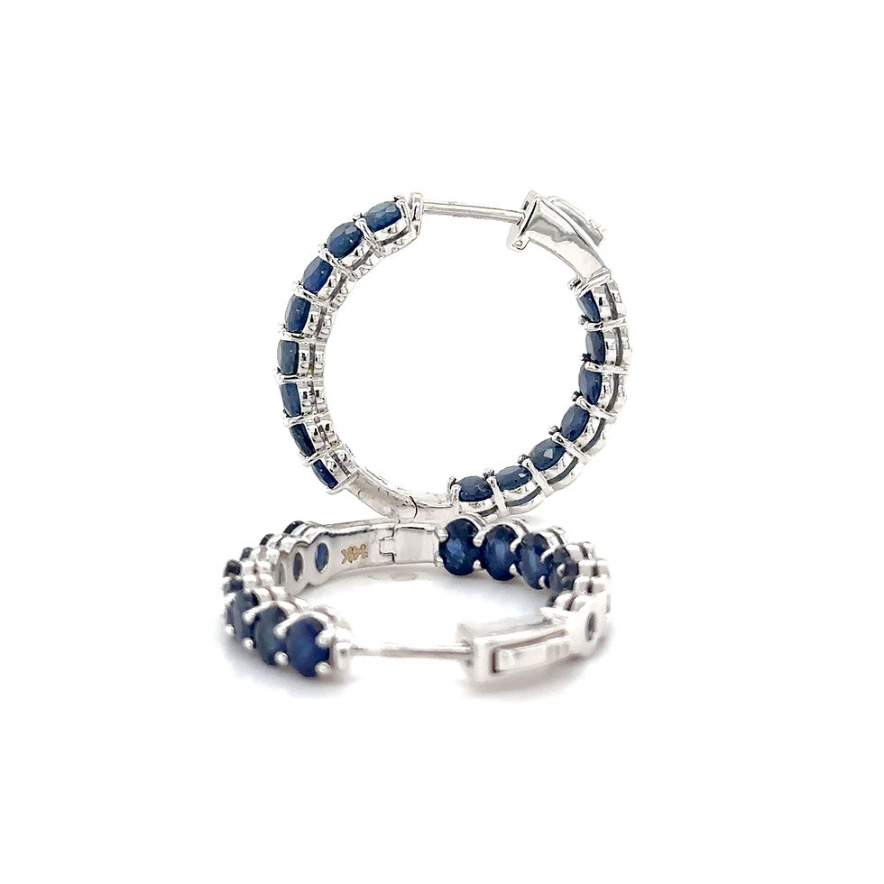 Thumbnail: 14k Sapphire Hoop Earrings / 14k gold hoops / gemstone hoops / unisex hoops