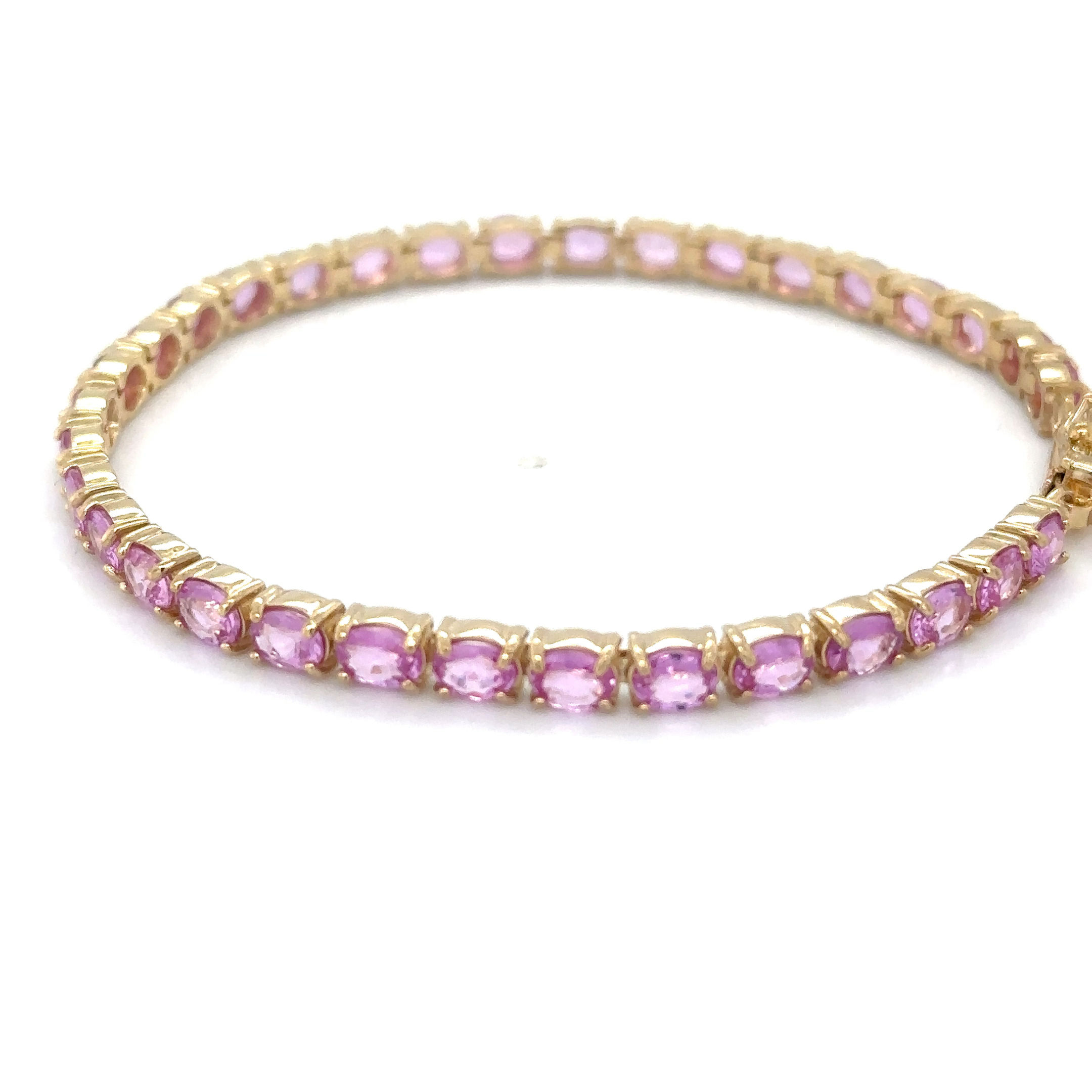 14k Pink Sapphire Link Bracelet / September birthstone jewelry