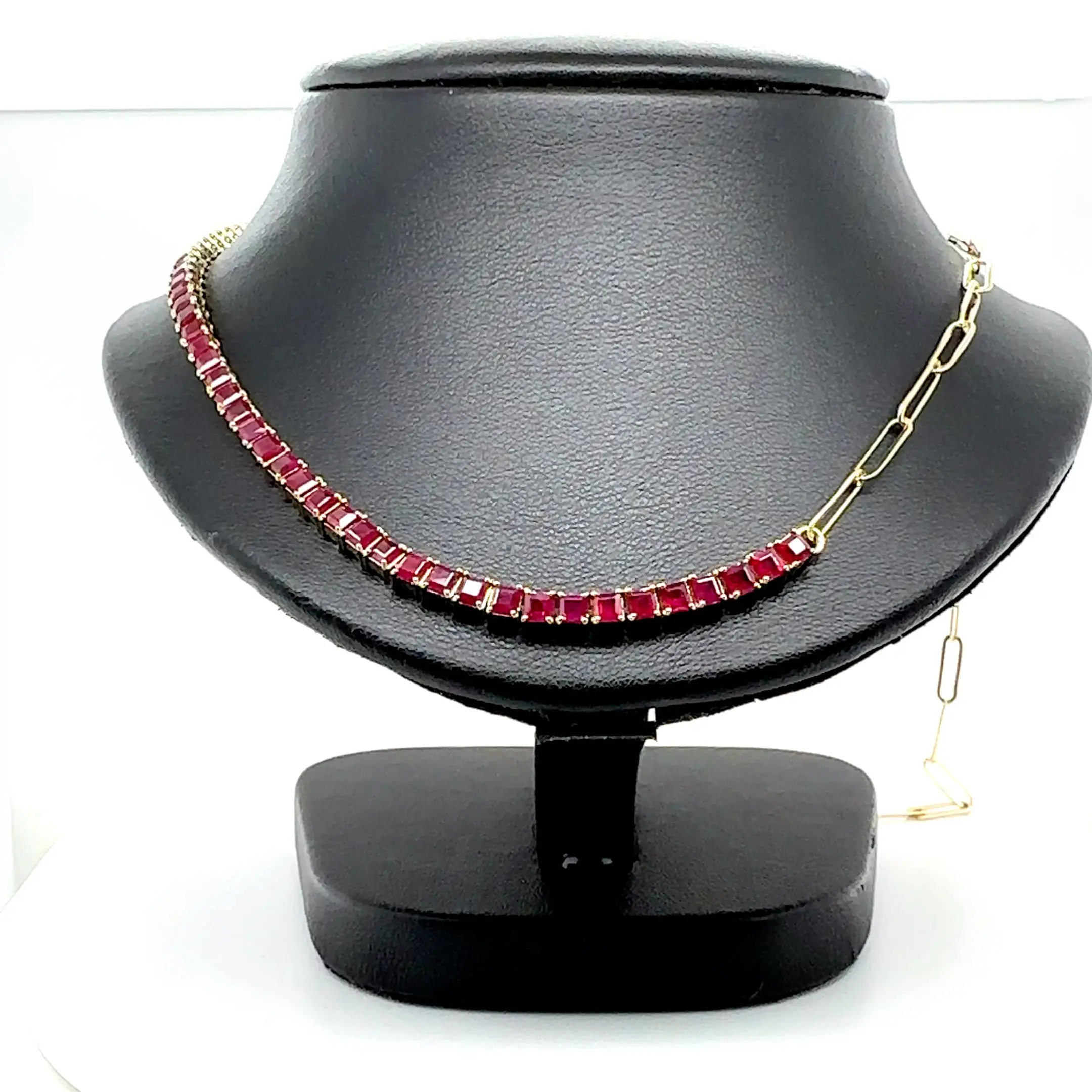 14K Yellow Gold Ruby Prong Necklace/ Gift For Anniversary