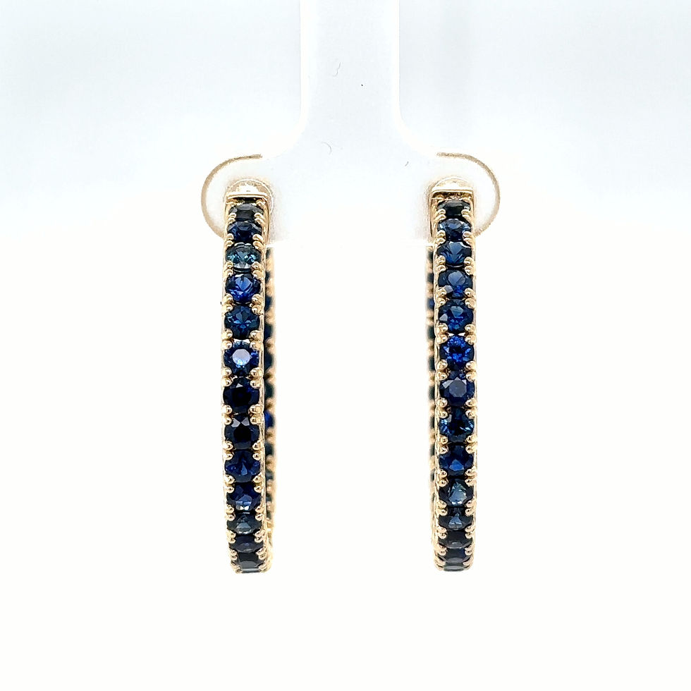 Thumbnail: Stunning 5.95ctw Round Blue Sapphire Hoops / Substantial 11.91g Solid 14K Gold