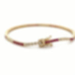 Thumbnail: 14K Yellow Gold Round Natural Ruby and Diamond Tennis Bracelet, 1.88ctw