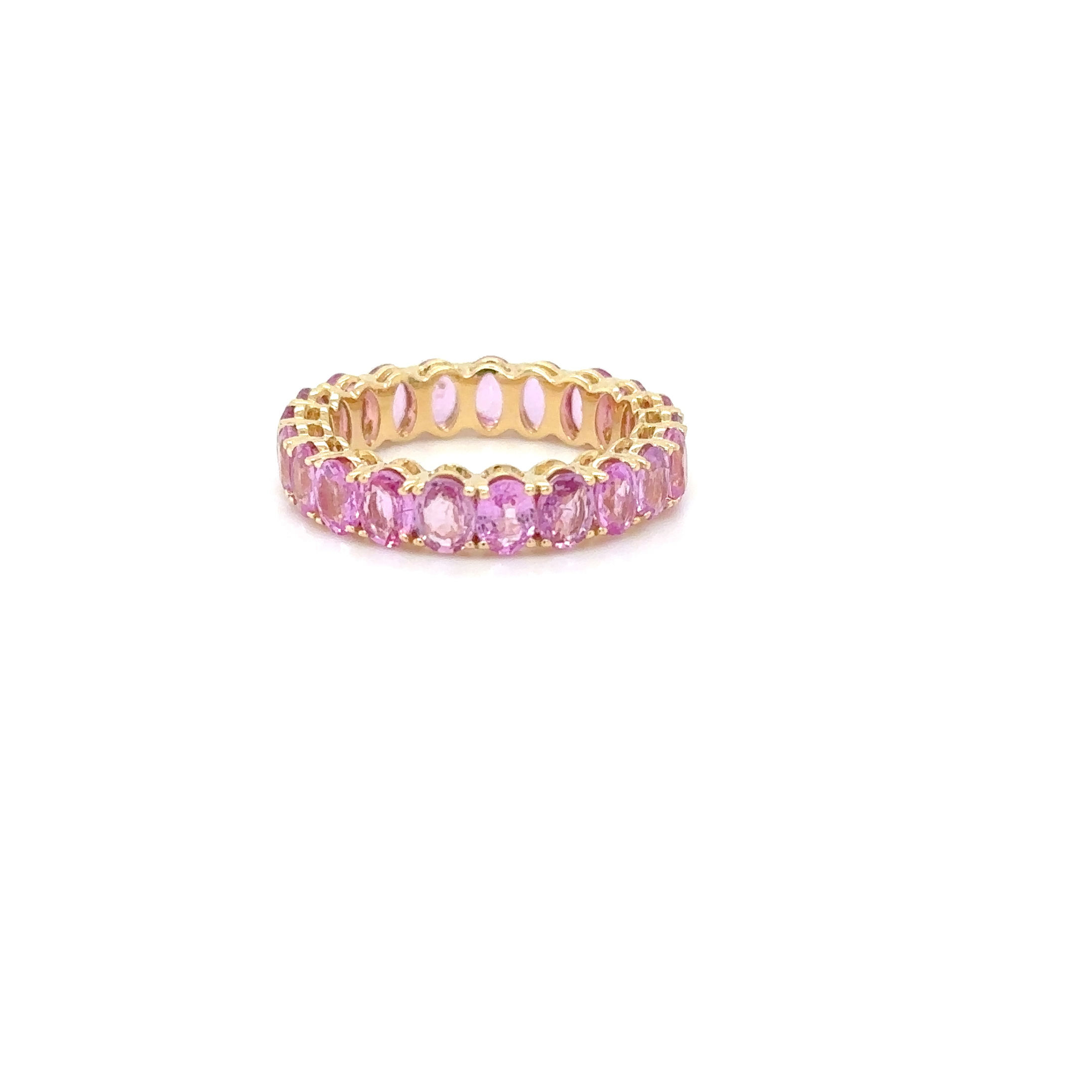 14K Yellow Gold Pink Sapphire Ring Vivid Romance/Perfect gift for Push