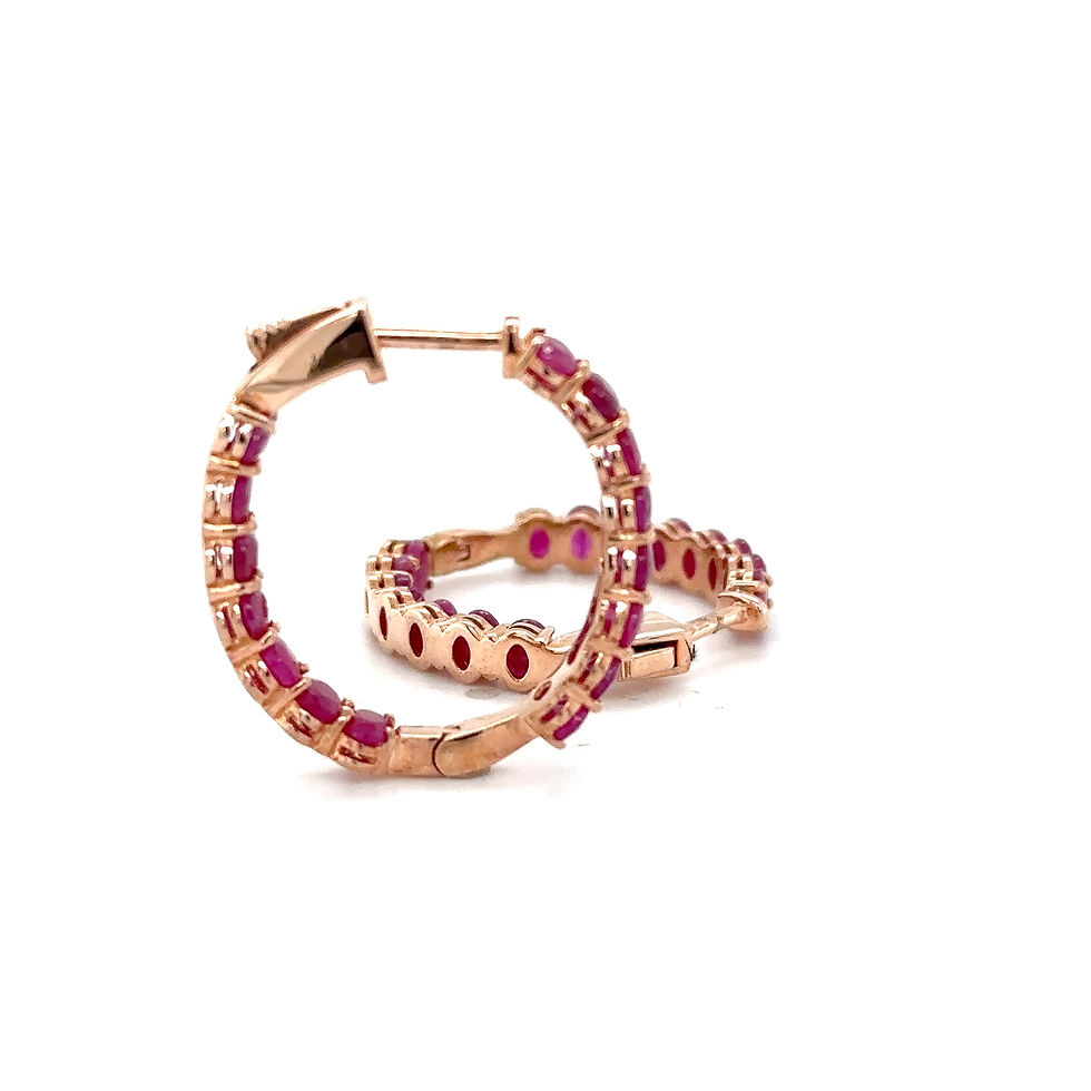 Thumbnail: 14K Rose Gold Oval Ruby Earrings /Romantic Radiance in Rosy Gold