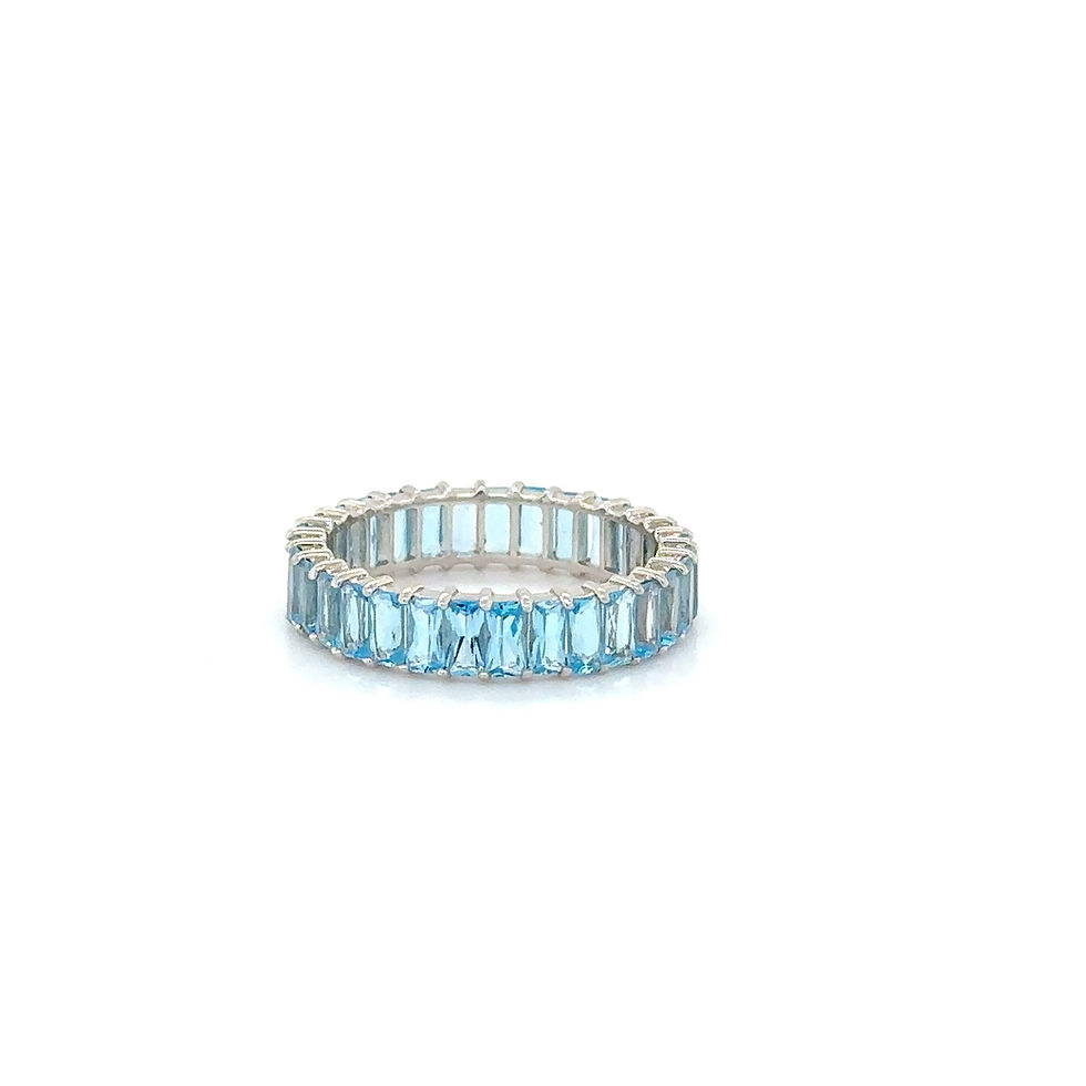 Thumbnail: 14k White Gold Blue Topaz Baguette Ring - Icy Elegance in Every Angle