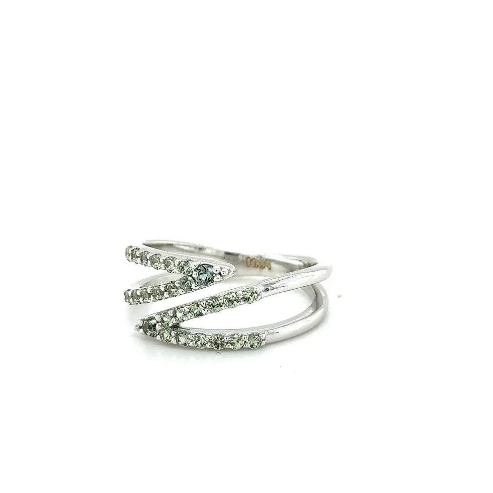 Thumbnail: 14K White Gold Green Sapphire Ring Fresh Elegance/Gift for Her