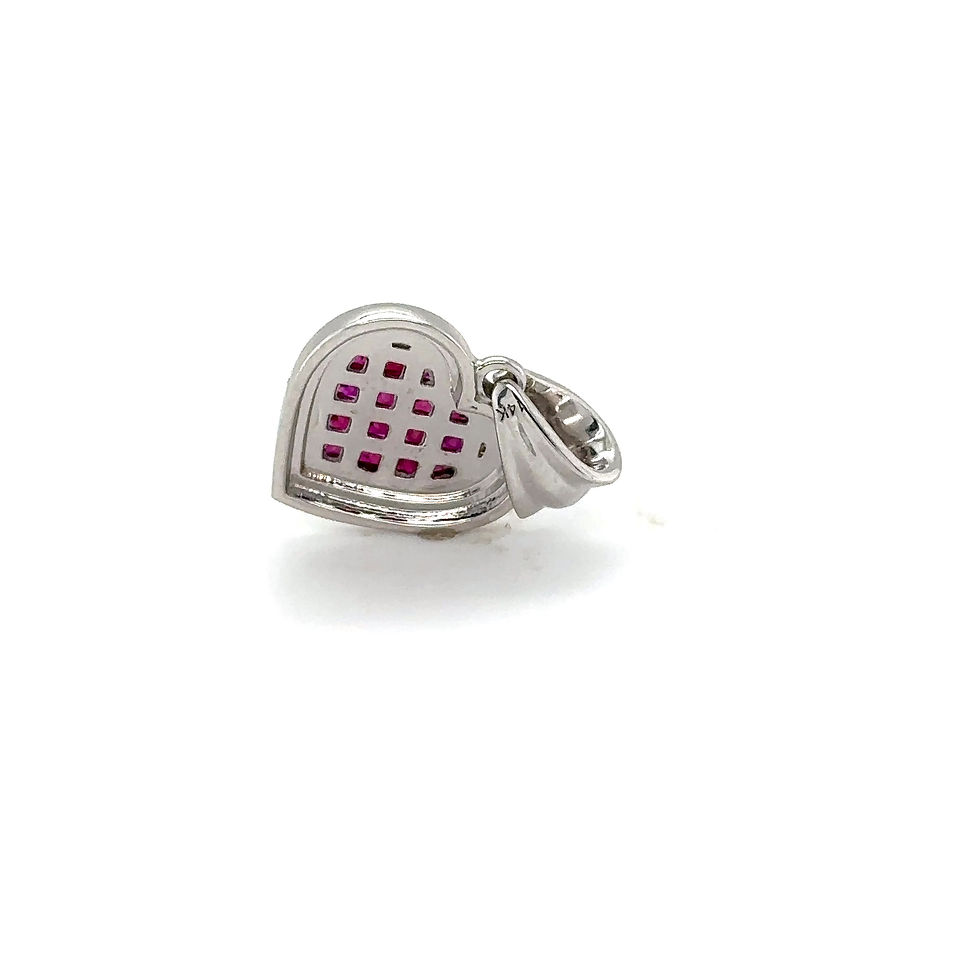 Thumbnail: 14K White Gold Square-Cut Ruby Pendant / Icy Grace Meets Fiery Red