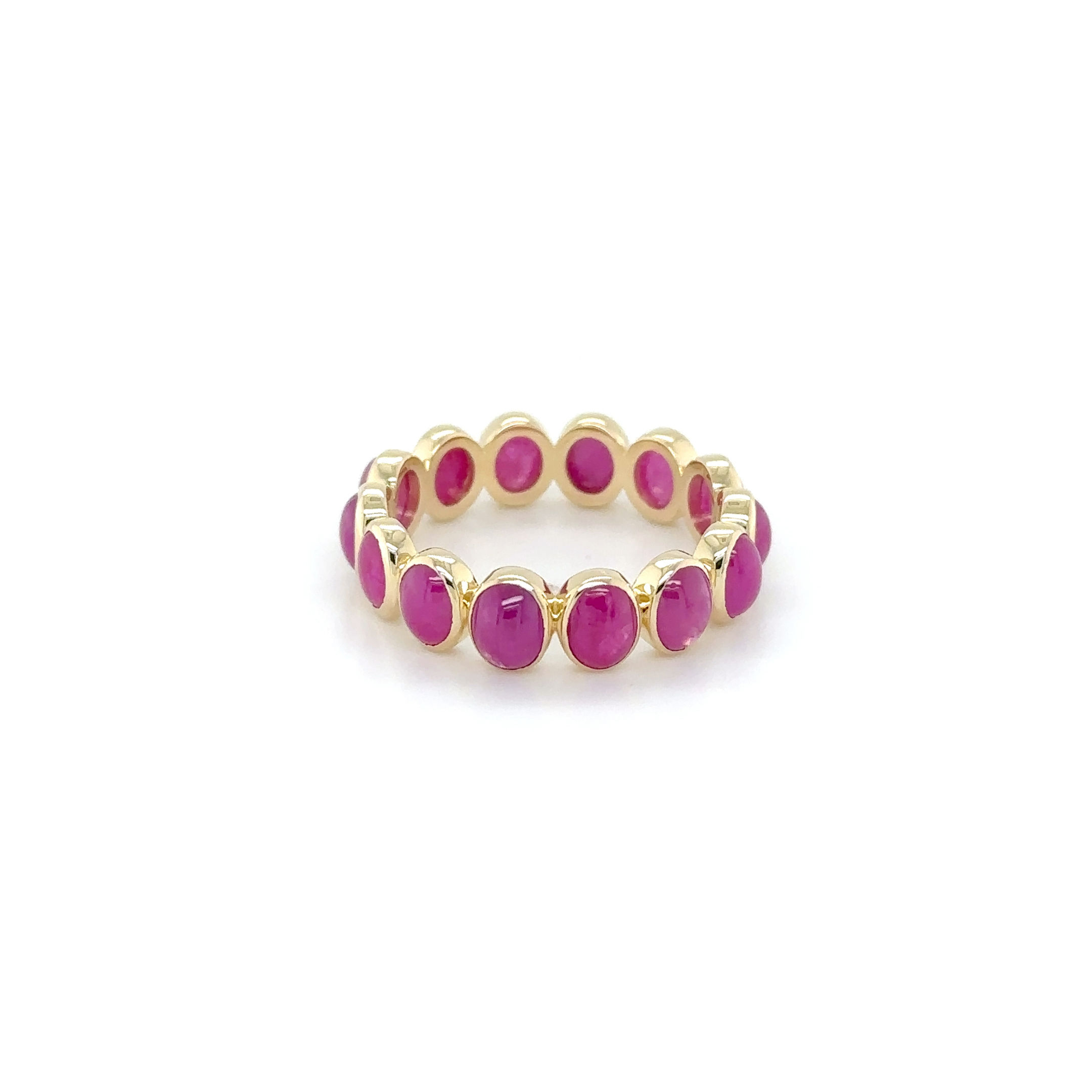 14k Yellow Gold Ruby Sparkling Band Ring – A Chic Pop of Color