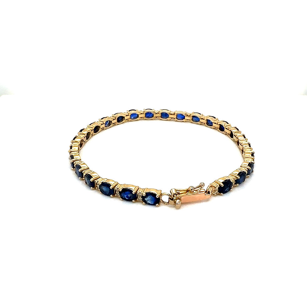Thumbnail: 14K Yellow Gold Oval Sapphire & Diamond Tennis Bracelet/Gift For Anniversary