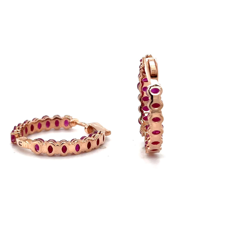 Thumbnail: 14K Rose Gold Oval Ruby Earrings /Romantic Radiance in Rosy Gold